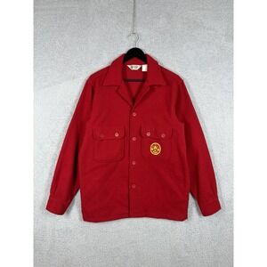 Vintage Boy Scouts Of America Heavy Wool Jac‎ Shirt Jacket Red Mens Size 42